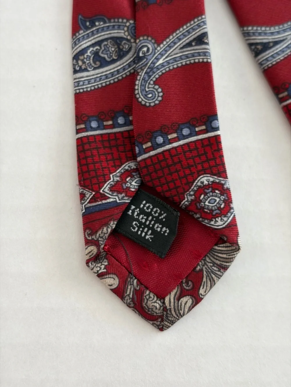 Vintage Arrow Red Paisley Silk Tie Italian Silk Classic Wide Necktie